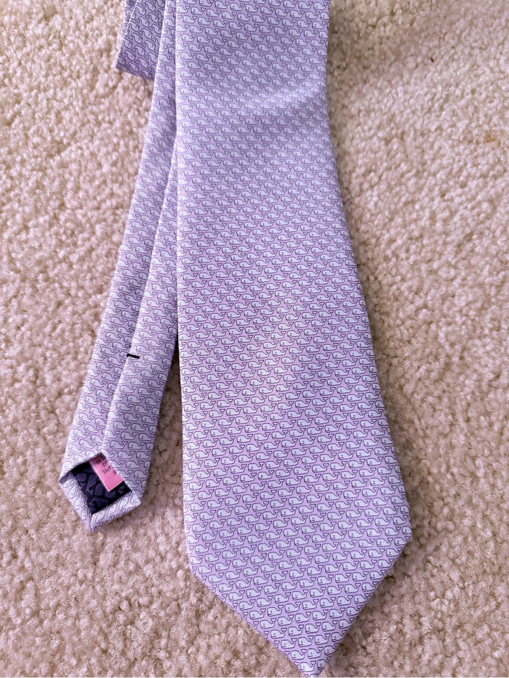 Vineyard Vines Men's Light Purple Nautical 100% Silk Tie  w Whales